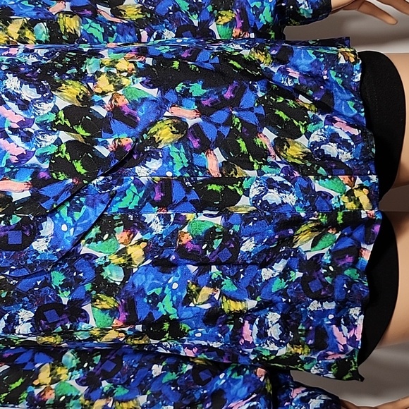 MILLY Silk Jewel-Print Tie-Neck Blouse  blue multicolor Size 4‎ Small - Picture 4 of 15